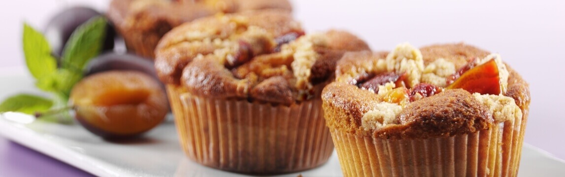 Pflaumen-Muffins mit Zimtstreuseln